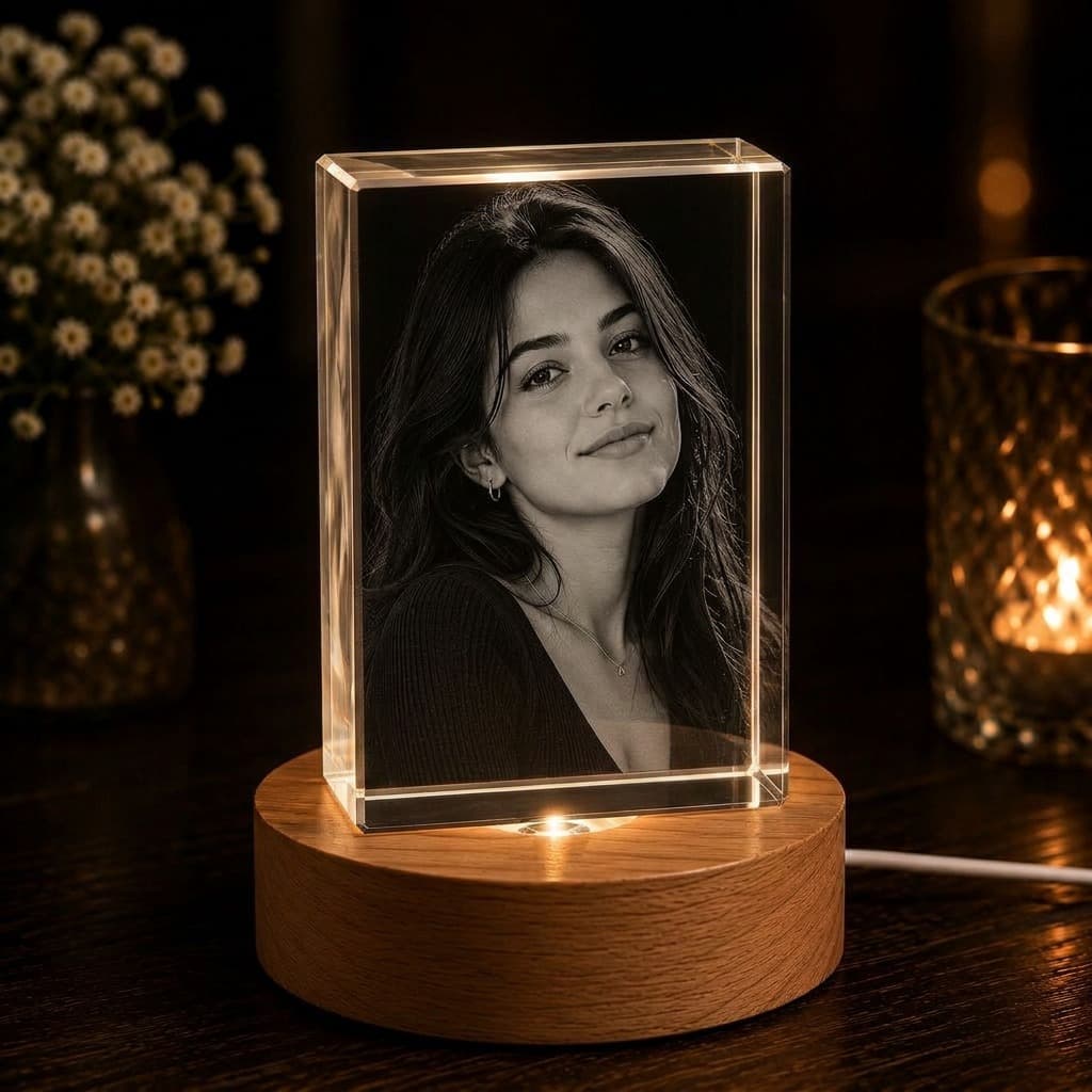 Cristal photo gravé en 3D, forme rectangle, ZCrystal